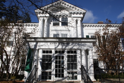 South Fairbanks Front Facade which is white with ionic columns