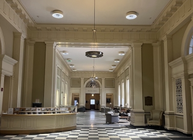 The first floor of Baker Library