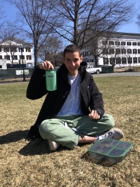 A picture of me about to eat a meal on the green.