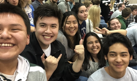 Gabe and company at basketball game