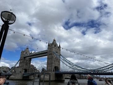 an image of the London Tower Bridge from the view of the river