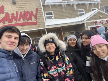 Outside the ski lodge at Cannon Mountain