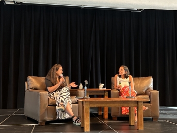 Mehak Batra (left) and Priya Krishna (right) on Collis Common Ground stage in a Q&A session