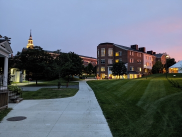 A photo I took on my first day on campus back in 2021! Beautiful sunset behind Baker Berry Library!