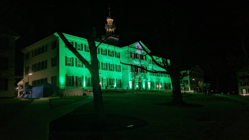 Dartmouth Hall glowing Green