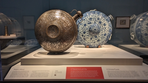 Historical Canteens at the Museum of Asian Art that were created in different centuries, the porcelain is believed to be modeled after the brass and silver canteen that came from an interfaith city