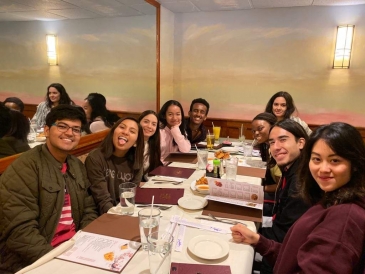 dinner A group of Dartmouth students have dinner at Han Fusion