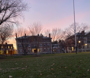 A beautiful photo of Dartmouth buildings in the sunset. 