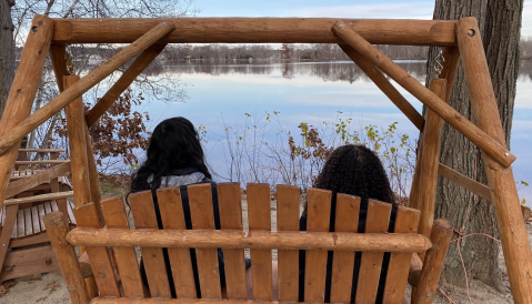 Eva overlooking lake