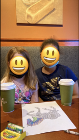 Two little SIBS hanging out at Panera Bread