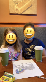 Two little SIBS hanging out at Panera Bread Two little SIBS hanging out at Panera Bread