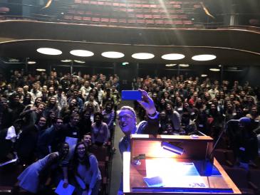 Lee taking a selfie with audience at Dimensions
