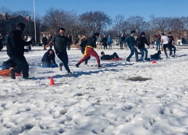 Human Dog Sled Race