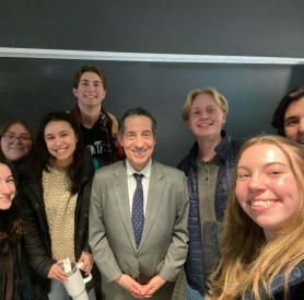 A photo of me, Lauren, along with my friends and Congressman Jamie Raskin at a Dartmouth Democrats event