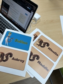 Madagascar themed name tags with King Julian and Mort