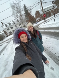 Lili and friend Keva in the snow