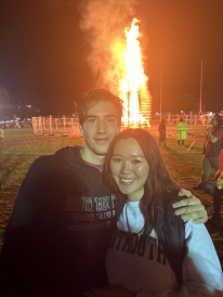 Photo in front of the homecoming bonfire 