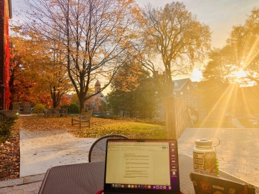 My study setup plus the view outside Fairchild!