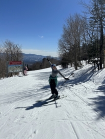 Girl skiing on a sunny day