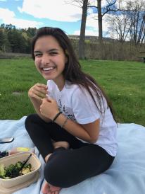 picnic girl by river