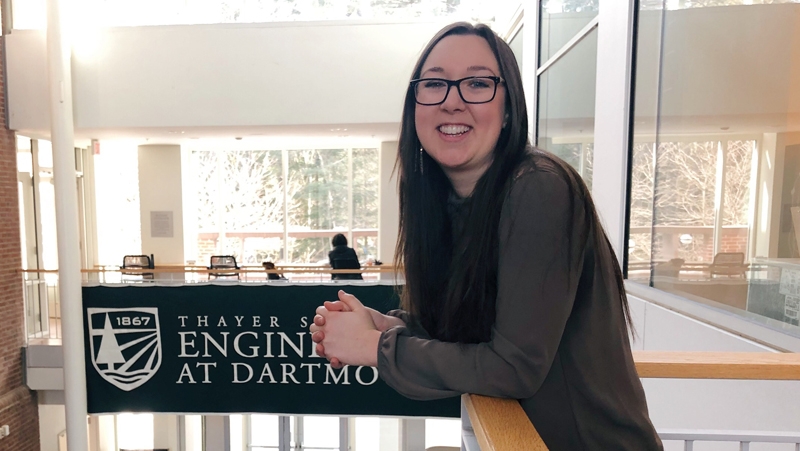 A photo of Colleen '19 in the Thayer School of Engineering