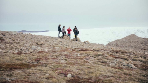 Students conducting experiments in Greenland