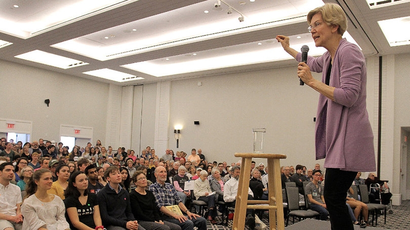 Senator Elizabeth Warren speaks at the Hanover Inn