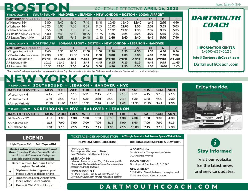 Dartmouth Coach Schedule