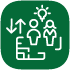An icon showing two people solving problems and exchanging ideas