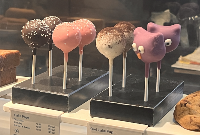 Colorful cakepops displayed at the counter
