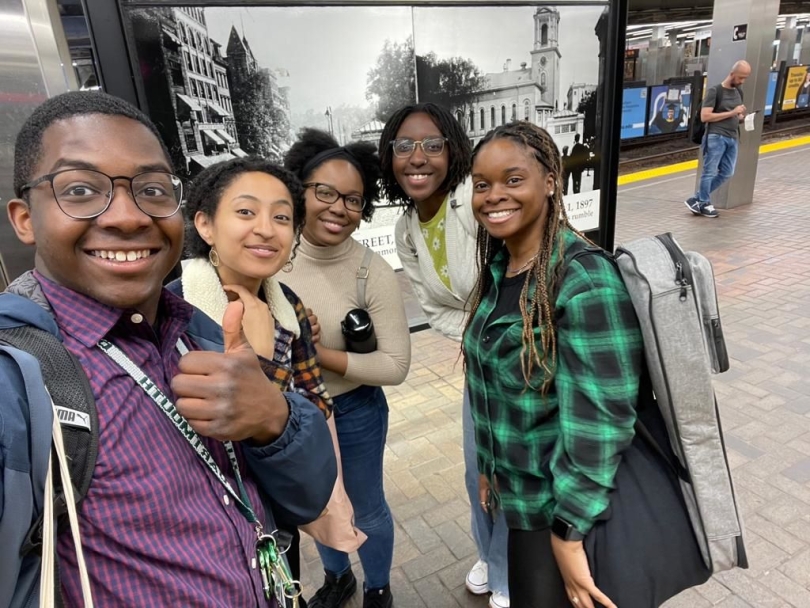 A picture of some Morning Glory students at a Boston subway station en route to the Convention.