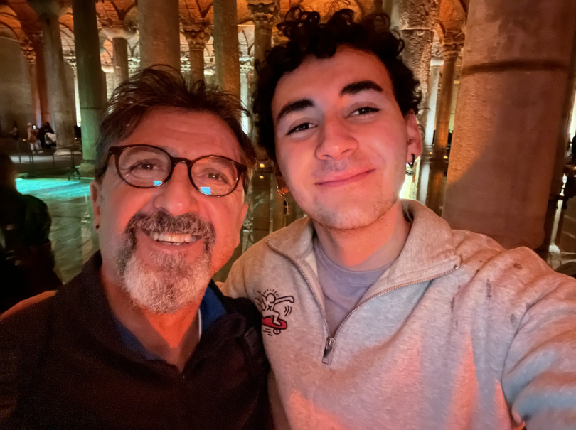 Selfie of the blogger with their dad visiting historical sites in their hometown, Istanbul.
