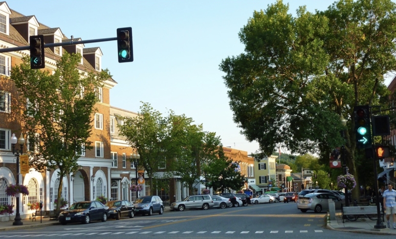 a view of Main Street, Hanover, where some off-campus houses are located
