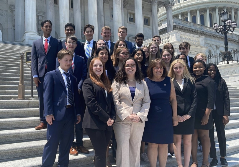 First-Year Fellows and Congresswoman Annie Kuster on the steps of Capitol Hill