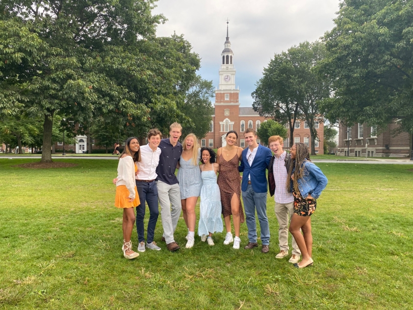 Matriculation Photo in Front of Baker Library