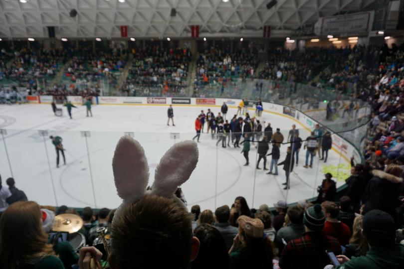 Princeton hockey game from the band's view Princeton hockey game from the band's view