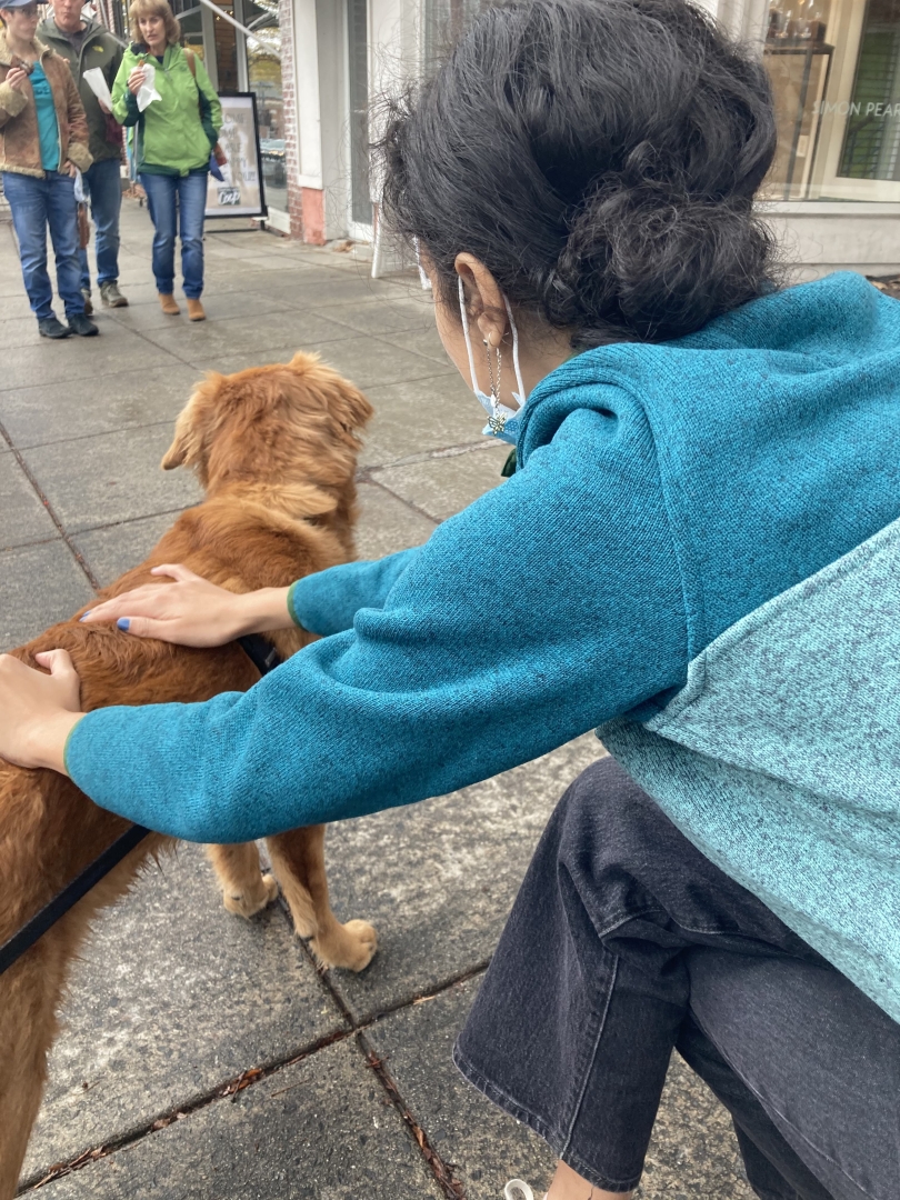 Julie and I playing with Buddy, the dog