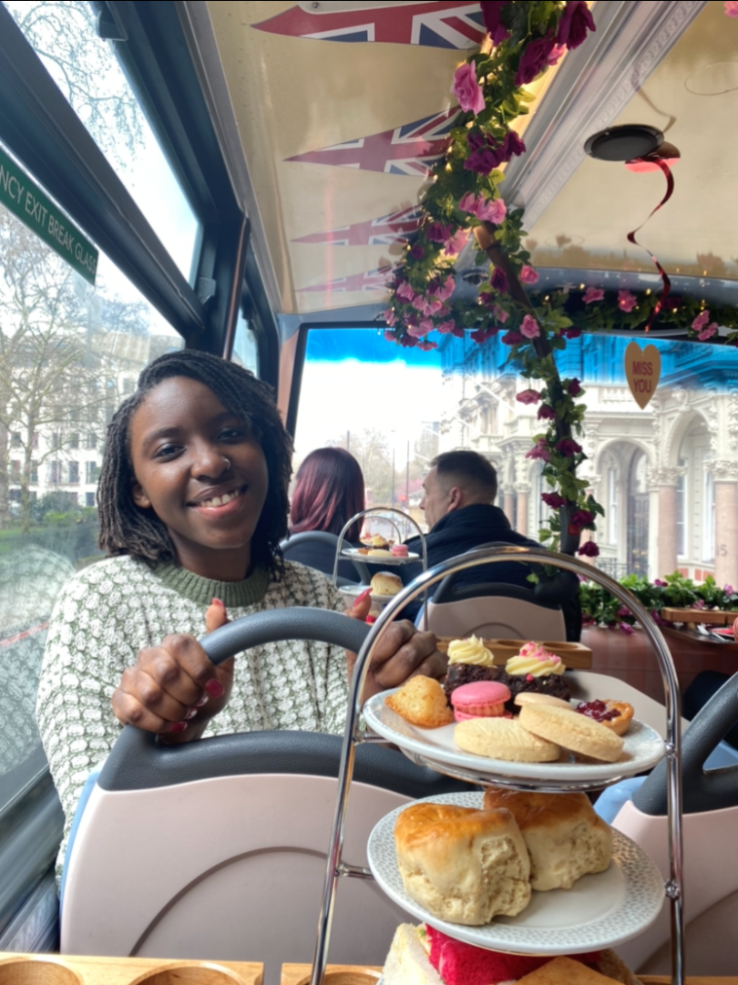 A picture of me in the English Tea Bus