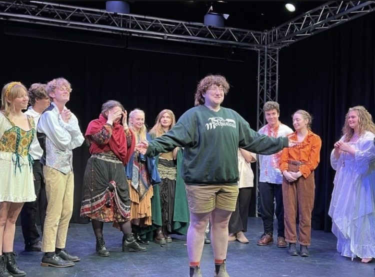 Director's Speech PIcture of myself and the Macbeth Cast. I am giving a thank you speech at the end of the production
