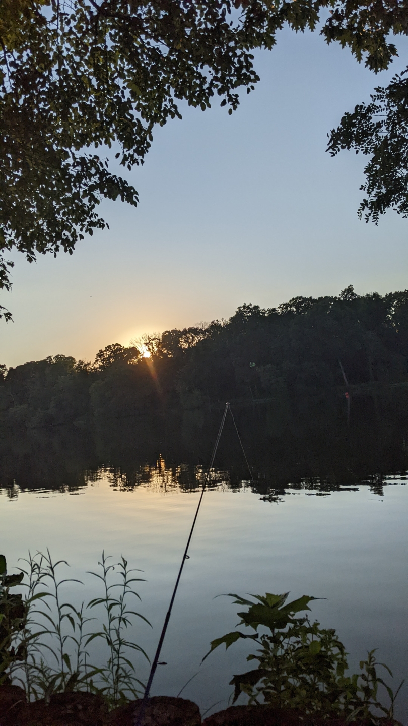 Fishing during a sunset