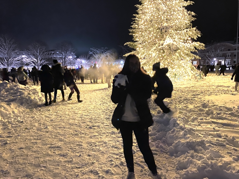 Despite work to do the next day, everyone enjoyed a moment to play in the snow!