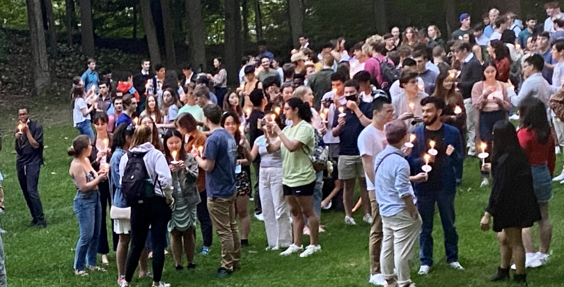 Students with their candles during the Twilight Ceremony