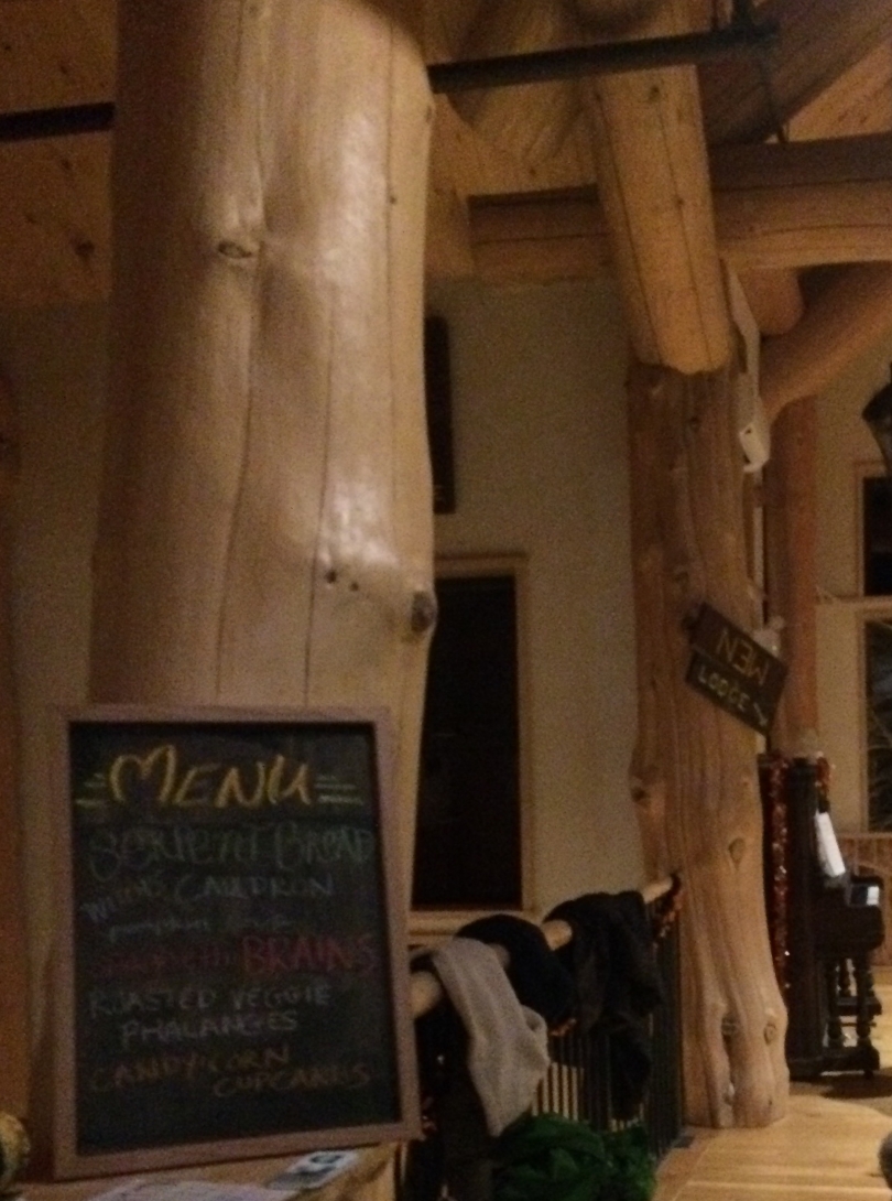 chalkboard with Halloween menu