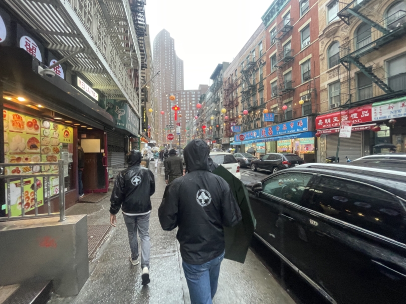 POV Image of my friends and I taking a stroll through Chinatown in NYC on a rainy day