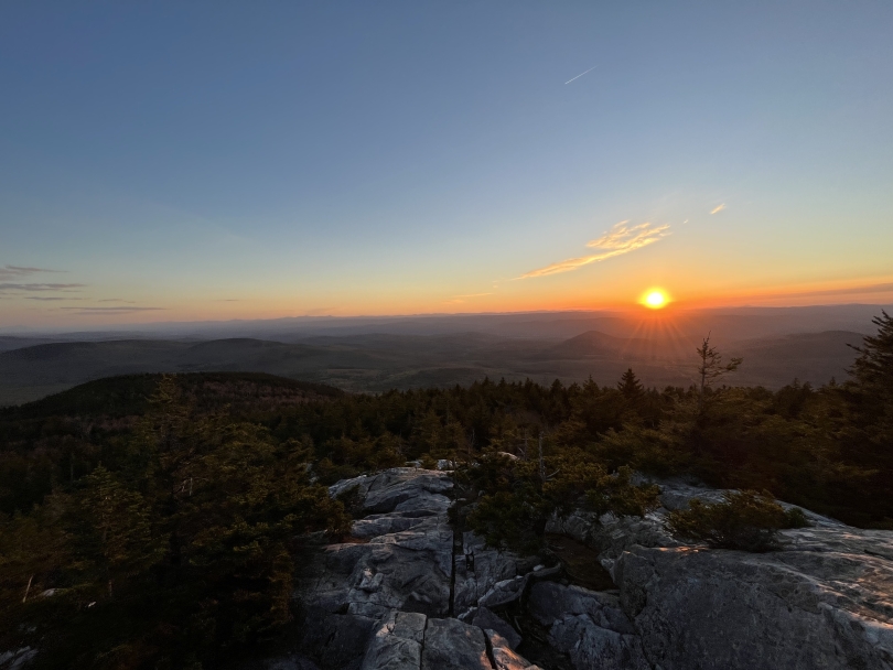 View of mountain range and sunset