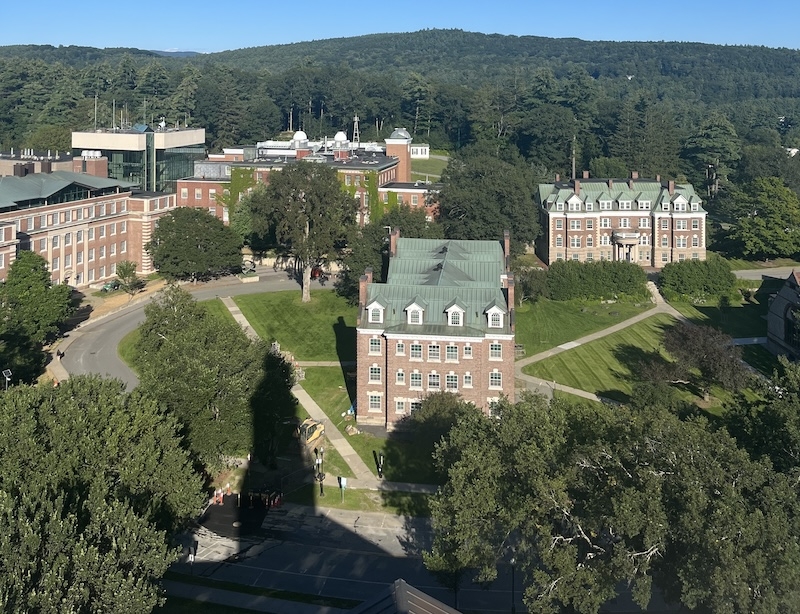 The view of Dartmouth College campus from the Baker Bell Tower