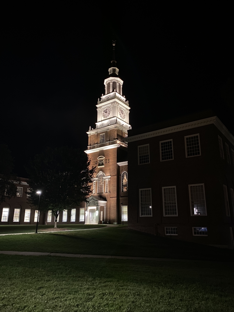 View of the Baker-Berry library at night