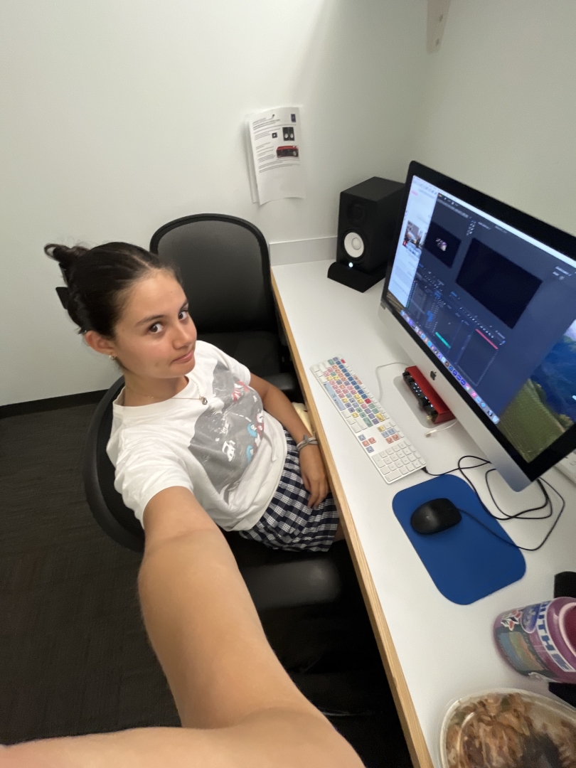 Lili learning how to use Premiere Pro