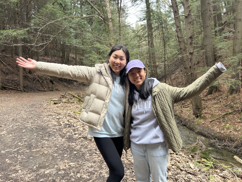 Kate '25 and Alex '24 posing on Pine Park trail