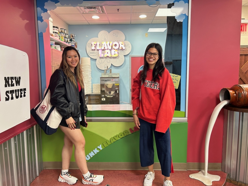 Diana '23 and Joanna '26 standing by the Flavor Lab